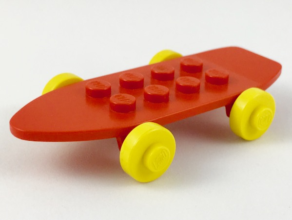Lego Fabuland Skateboard with Yellow Wheels and Red Axles