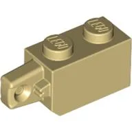 Hinge Brick 1 x 2 Locking with 1 Finger Vertical End / Tan