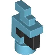 Animal Body Part, Bird, Chicken/Parrot Head Pixelated with Black Eyes and Beak Pattern / Medium Azure