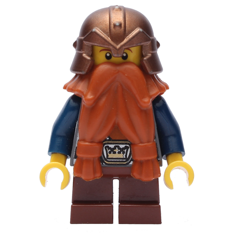 Lego Dwarf, Dark Orange Beard, Copper Helmet