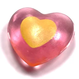 Clikits Icon, Heart 2 x 2 Small with Pin [Polished] with Bright Light Yellow Heart Print / Trans-Pink