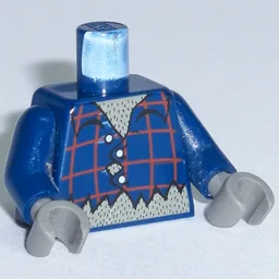 Torso, Plaid Shirt with Buttons and Ripped Print (Werewolf), Dark Blue Arms, Dark Gray Hands / Dark Blue
