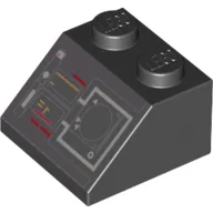 Brick Sloped 45° 2 x 2 with Controls, Buttons, and Navigation Display Print / Black