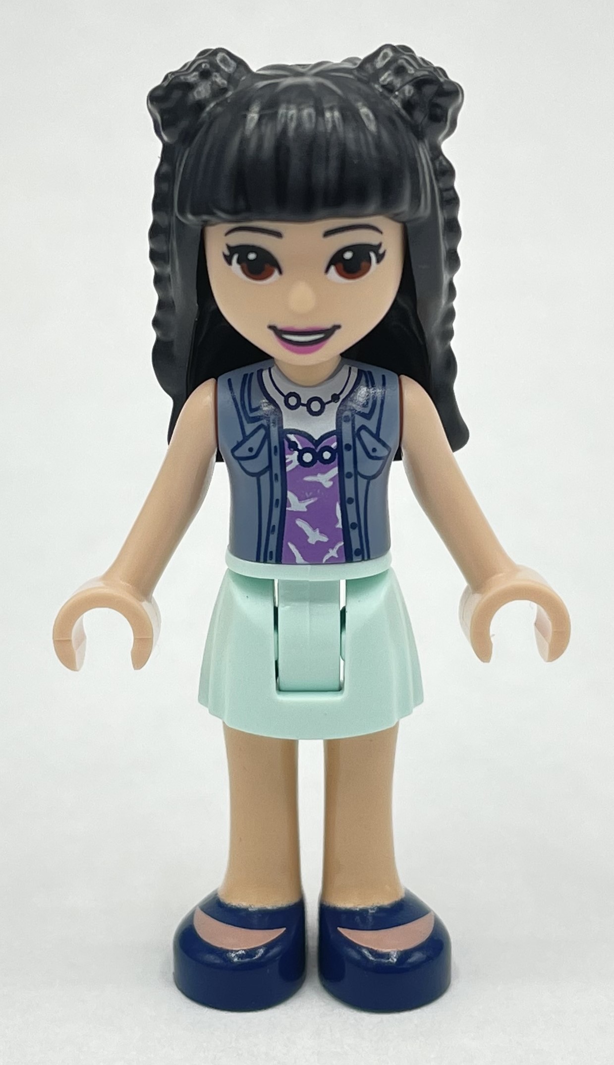 Lego Emma - Sand Blue Top, Light Aqua Skirt, Black Hair with Buns
