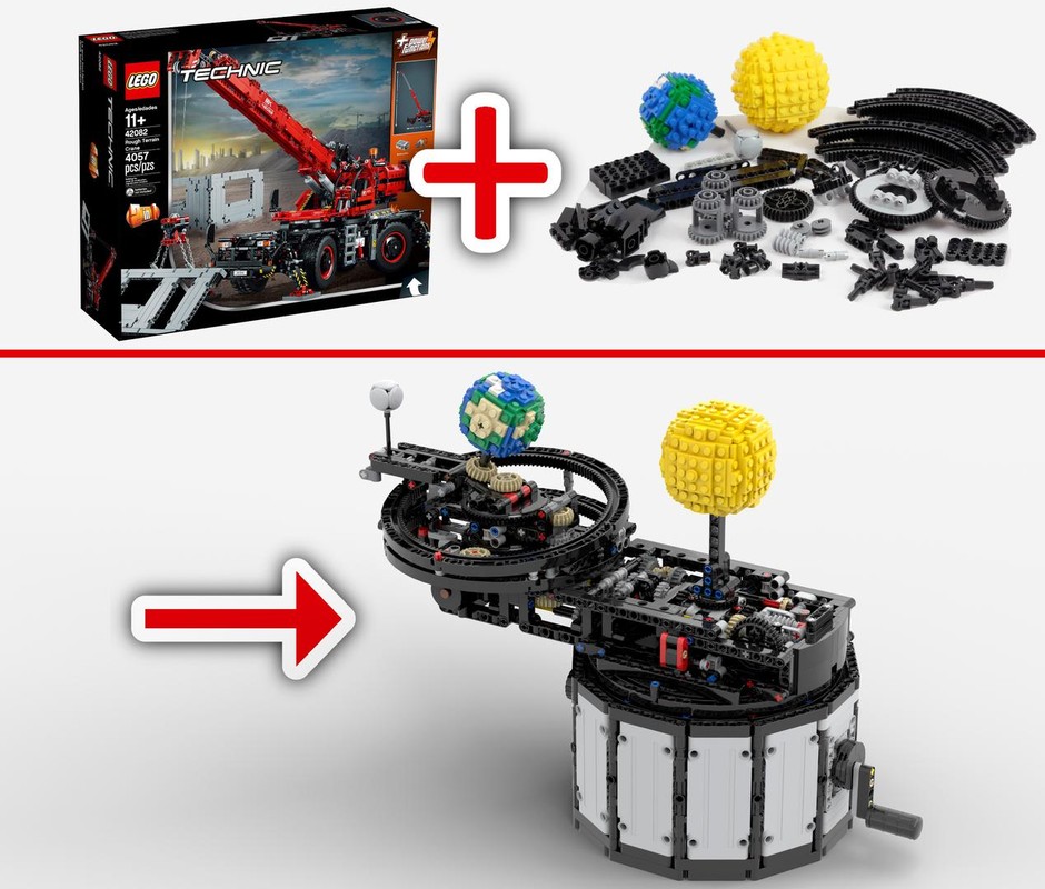Lego Sun Earth Moon Orrery (Reduced Part Count)