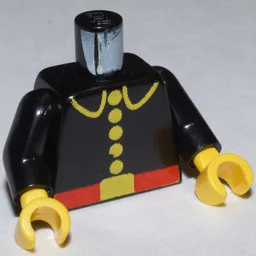 Torso, Fire Uniform Five Button Print, Black Arms, Yellow Hands / Black