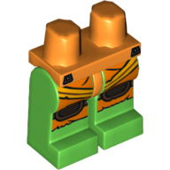 Lego Hips and Bright Green Legs with Orange Jumpsuit, Harness and Brown Knee Pads Print / Orange