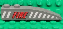 Slope, Curved 6 x 1 with 2 Studs with Red 'FIRE' and White Stripes Pattern Model Left Side (Sticker) - Set 7043