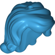 Lego Hair Long Wavy, Right Side Part, with Short Sides, 2 Holes - 1 each on Top and Side (Ariel) / Dark Azure