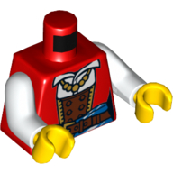 Lego Torso Jacket, White Shirt, Dark Brown Belt, Yellow Necklace Print, White Arms, Yellow Hands / Red