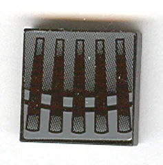 Tile 2 x 2 with Grille Five Bar Black and Gray Pattern (Sticker) - Sets 7252 / 7283
