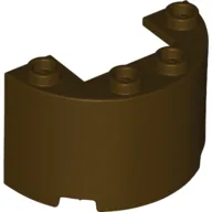 Cylinder Half 2 x 4 x 2 with 1 x 2 Cutout / Dark Brown