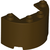 Lego Cylinder Half 2 x 4 x 2 with 1 x 2 Cutout / Dark Brown