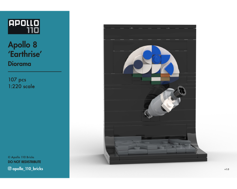 Lego Apollo 8 'Earthrise' Diorama [1:220 scale]