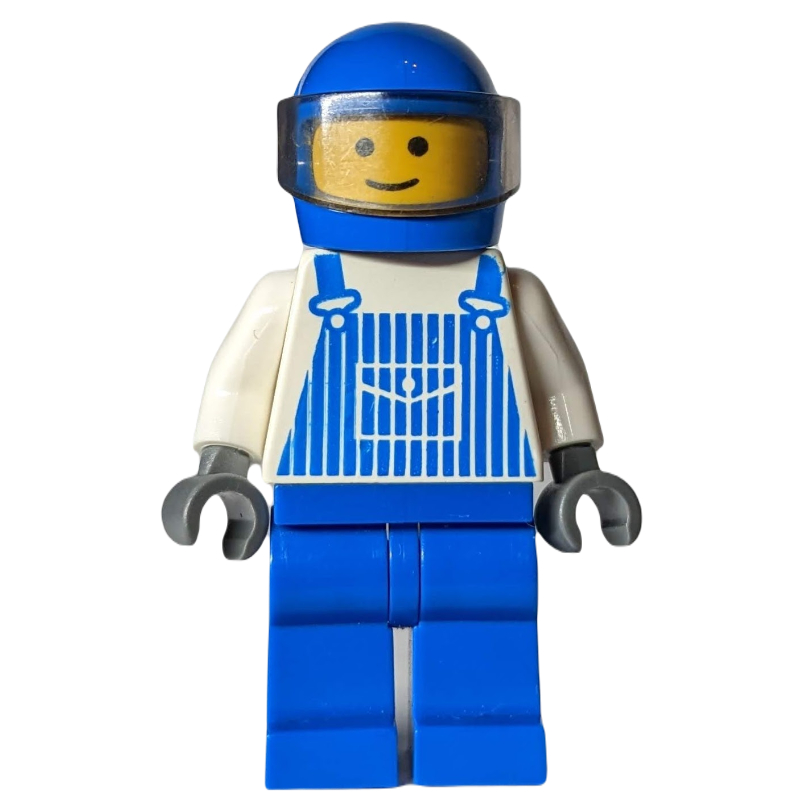 Lego White Torso, Blue Overall, Blue Helmet