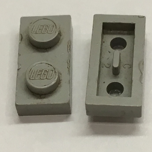 Lego Plate 1 x 2 [Old Style Bottom] / Light Gray