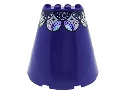 Cone Half 8 x 4 x 6 with Dark Purple and Silver Stars, Dots and Swirls Pattern (Sticker) - Set 41685