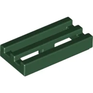 Tile Special 1 x 2 Grille with Bottom Groove / Dark Green
