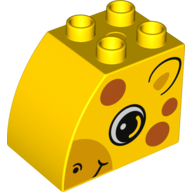 Lego Duplo Brick 2 x 3 x 2 with Curved Top and Dark Orange Spots and Giraffe Face Print on Both Sides