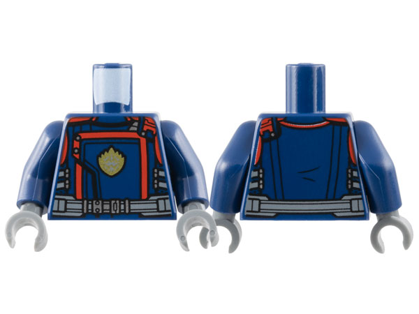 Lego Torso Jacket with Gold Ravager Logo, Red Trim, Dark Bluish Gray Belt Pattern / Dark Blue Arms / Dark Bluish Gray Hands