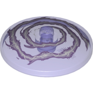 Lego Dish 4 x 4 Inverted [Radar] with White and Lavender Electricity Print / Trans-Purple