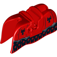 Lego Animal / Creature Accessory, Horse Barding, Smooth Edge with Black Dragon Heads and Silver Trim Print / Red
