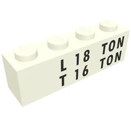 Brick 1 x 4 with Black 'L 18 TON' and 'T 16 TON' Print
