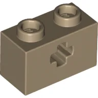 Technic Brick 1 x 2 with Axle Hole Type 1 [+ Opening] and Bottom Pin / Dark Tan