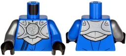 Torso Armor, Silver Plate with Curly Lines over Robe and Dark Blue Strap Pattern / Blue Arm Left / Flat Silver Arm Right / Black Hands