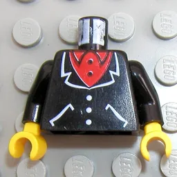Torso, Suit and Red Shirt Print, Black Arms, Yellow Hands