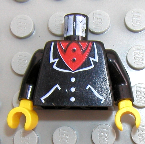 Lego Torso Suit and Red Shirt Print, Black Arms, Yellow Hands / Black