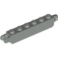 Hinge Brick 1 x 6 Locking with 1 Finger Vertical End and 2 Fingers Vertical End, 9 Teeth / Light Gray