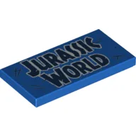 Tile 2 x 4 with 'Jurassic World' Print / Blue