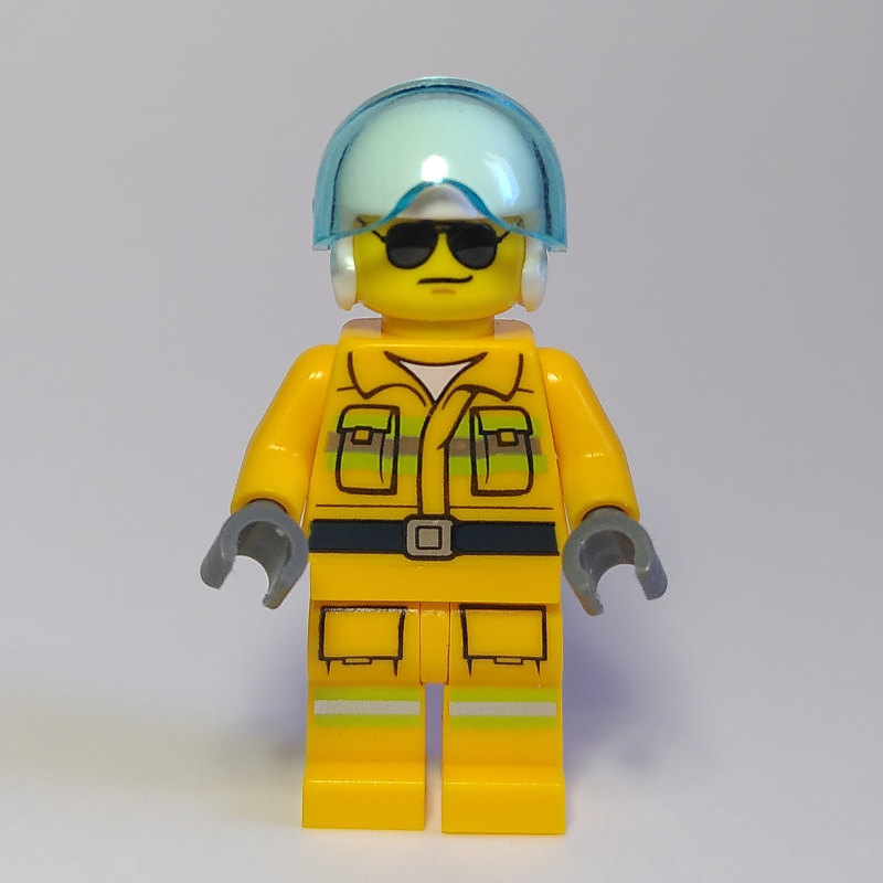 Lego Pilot - Orange Torso, Orange Legs, White Helmet