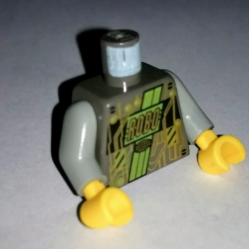 Lego Torso Gold Circuitry Print (Roboforce), Light Gray Arms, Yellow Hands / Dark Gray