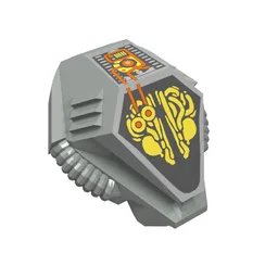 Helmet with Hexagonal Top and Silver Alien Print / Light Gray