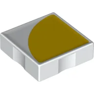 Duplo Tile 2 x 2 with Yellow 1/4 Circle Print / White