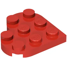 Plate Angled 3 x 3 with Heart Shape / Red