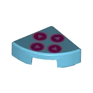 Tile Round 1 x 1 Quarter with Dark Pink Game Controller Buttons Print / Medium Azure