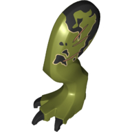 Lego Animal Body Part, Dinosaur, Tyrannosaurus Rex Leg, Left, with Pin, Black Claws, Black Markings, Scars print / Olive Green