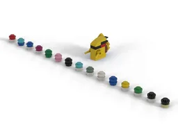 Minifigure scale Pikach and classic fifteen Poke Balls
