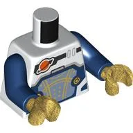 Torso, Space Suit, Dark Blue/Sand Blue Panel, Gold Lines, Classic Space Logo, Dark Blue Arms, Pearl Gold Hands / White