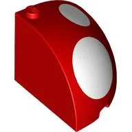 Brick Round Corner 4 x 4 x 3 Quarter Dome Top with White Dots Print / Red