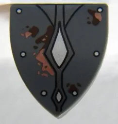 Shield Triangular with Silver Studs and Diamonds and Mud Spots Print