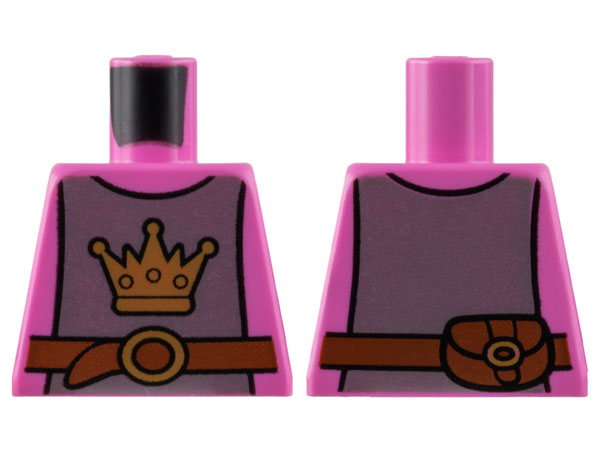 Lego Torso Armor Silver Breastplate with Gold Crown, Reddish Brown Belt with Buckle Pattern