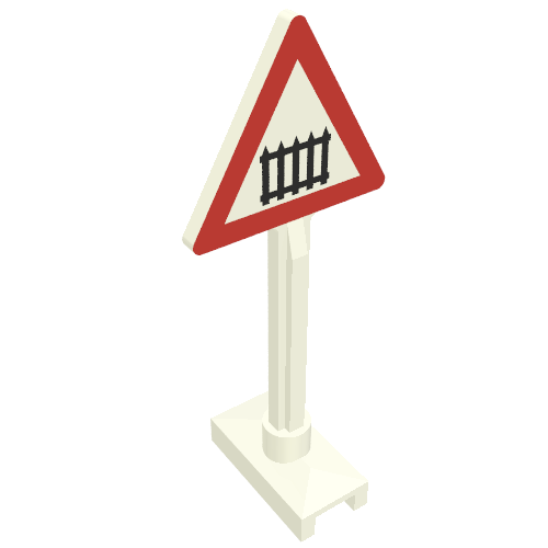 Lego Road Sign Triangle with Level Crossing Print