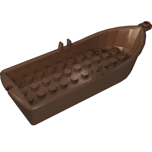Lego Boat / Rowing Boat 14 x 5 x 2 with Oarlocks [2 Hollow Inside Studs] / Brown