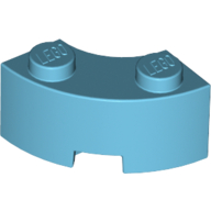 Lego Brick Round Corner 2 x 2 Macaroni with Stud Notch and Reinforced Underside [New Style] / Medium Azure