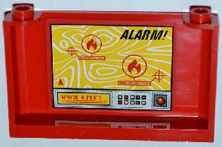 Lego Windscreen 1 x 6 x 3 with Topographical Map, 'ALARM!' and Buttons Pattern on Inside (Sticker) - Set 4430