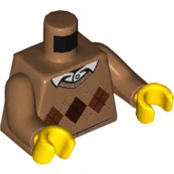 Torso Argyle Sweater with White Shirt Collar Print, Medium Nougat Arms, Yellow Hands